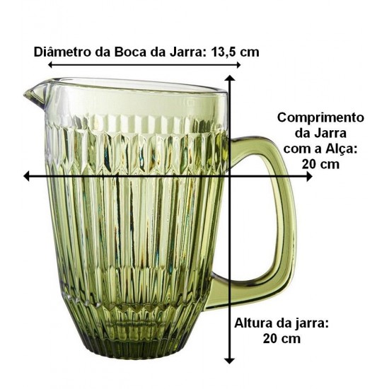 Jarra 1,6 Litros Bretagne Em Vidro Cor Verde